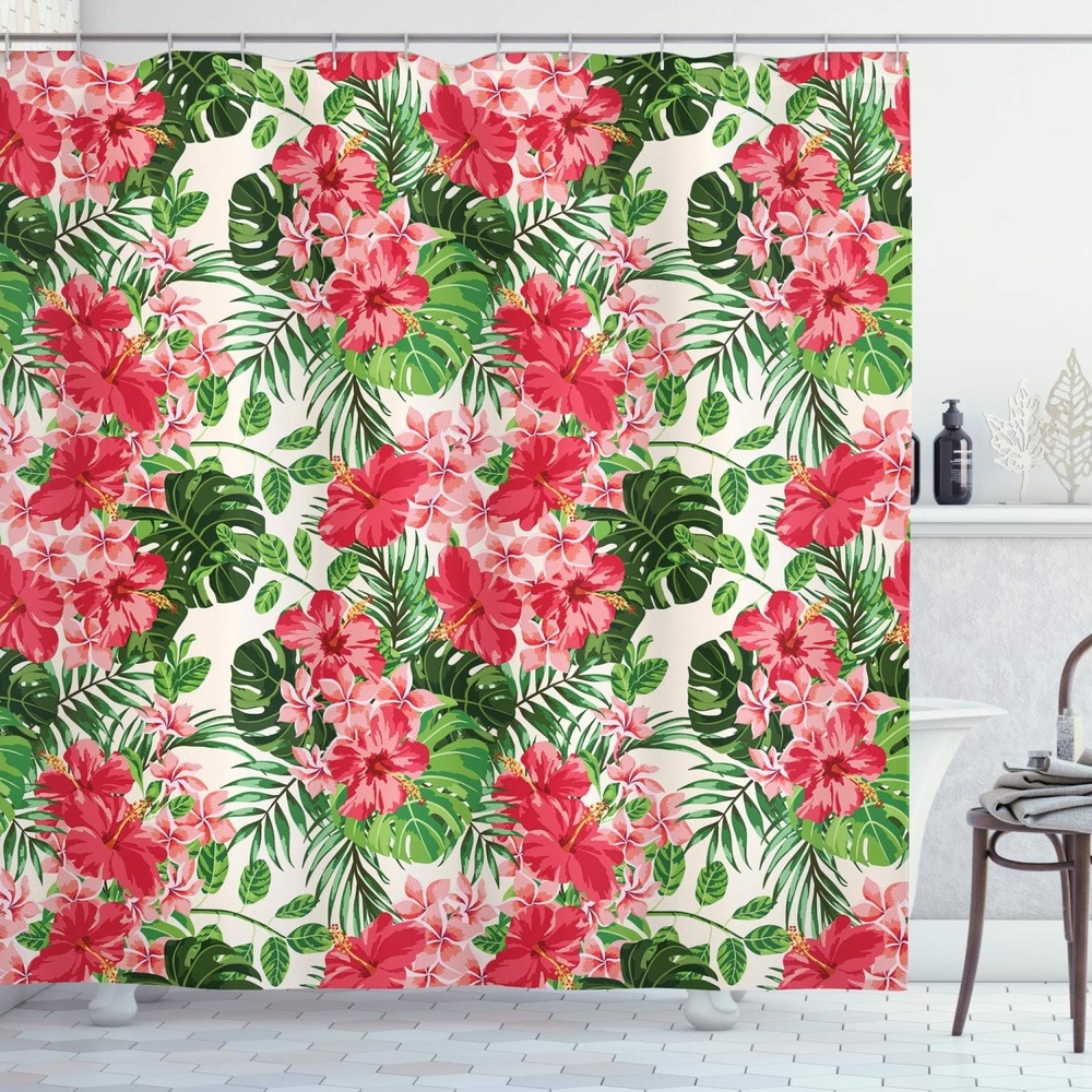image:imageAmbesonne Floral Shower Curtain Illustration of Poppy Flowers Oil Painting on Canvas Romantic Design Print Cloth Fabric Bathroom Decor Set with Hooks 69 W x 70 L Yellow OrangeGreen Jade