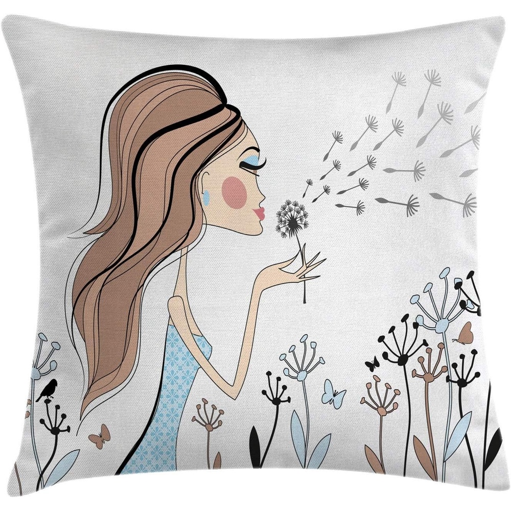 image:imageAmbesonne Leaf Throw Pillow Cushion Case Pattern with Leaves in The Springtime Greenery Bushes Ecology Garden Growth Decorative Rectangle Accent Pillow Cover 36 X 16 Apple Green WhiteWarm Taupe and Blue