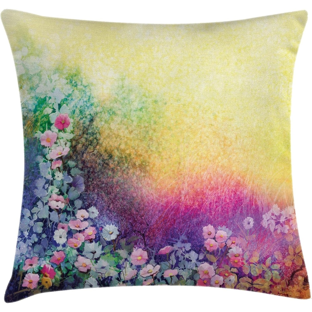 image:imageAmbesonne Leaf Throw Pillow Cushion Case Pattern with Leaves in The Springtime Greenery Bushes Ecology Garden Growth Decorative Rectangle Accent Pillow Cover 36 X 16 Apple Green WhiteViolet Yellow