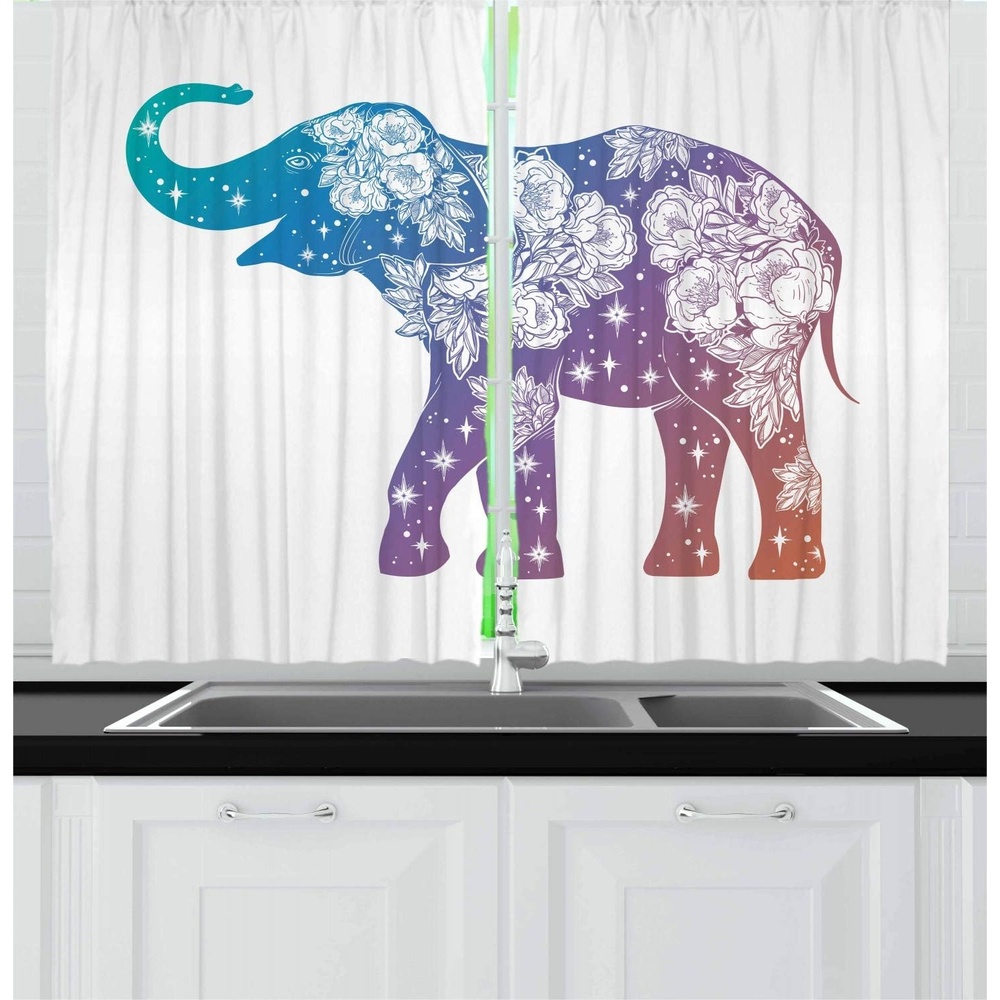 image:imageAmbesonne Rose Kitchen Curtains Sketchy Revival Skull Big Red Heart Crossed Bones Wings and Leaves Window Drapes 2 Panel Set for Kitchen Cafe Decor 55 x 39 Black Vermilion GreenLilac Off White Blue