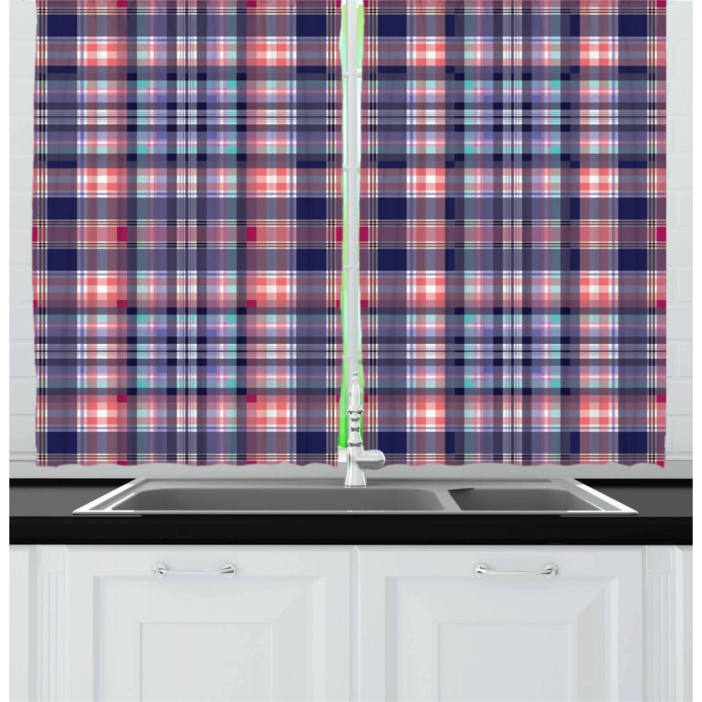image:imageAmbesonne Rose Kitchen Curtains Sketchy Revival Skull Big Red Heart Crossed Bones Wings and Leaves Window Drapes 2 Panel Set for Kitchen Cafe Decor 55 x 39 Black Vermilion GreenNavy Blue Pink