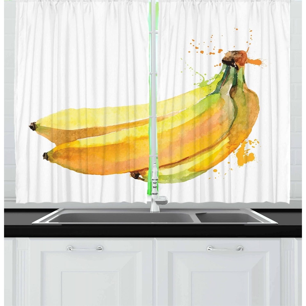 image:imageAmbesonne Rose Kitchen Curtains Sketchy Revival Skull Big Red Heart Crossed Bones Wings and Leaves Window Drapes 2 Panel Set for Kitchen Cafe Decor 55 x 39 Black Vermilion GreenYellow Black Green