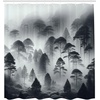 Ambesonne Black and White Shower Curtain, Modern Illustrated Eucalyptus Leaves Ornate Floral Huddle Romantic Vibes, Cloth Fabric Bathroom Decor Set with Hooks, 69″ W x 70″ L, Charcoal Grey(Dark Grey and Coconut)