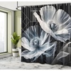 Ambesonne Black and White Shower Curtain, Modern Illustrated Eucalyptus Leaves Ornate Floral Huddle Romantic Vibes, Cloth Fabric Bathroom Decor Set with Hooks, 69″ W x 70″ L, Charcoal Grey(Soft Blue Dark Grey and Ivory)