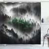 Ambesonne Black and White Shower Curtain, Modern Illustrated Eucalyptus Leaves Ornate Floral Huddle Romantic Vibes, Cloth Fabric Bathroom Decor Set with Hooks, 69″ W x 70″ L, Charcoal Grey(Fern Green Ivory and Grey)