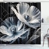 Ambesonne Black and White Shower Curtain, Modern Illustrated Eucalyptus Leaves Ornate Floral Huddle Romantic Vibes, Cloth Fabric Bathroom Decor Set with Hooks, 69″ W x 70″ L, Charcoal Grey(Soft Blue Dark Grey and Ivory)