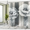 Ambesonne Black and White Shower Curtain, Modern Illustrated Eucalyptus Leaves Ornate Floral Huddle Romantic Vibes, Cloth Fabric Bathroom Decor Set with Hooks, 69″ W x 70″ L, Charcoal Grey(Pale Cadet Blue Pale Grey)