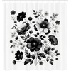 Ambesonne Black and White Shower Curtain, Modern Illustrated Eucalyptus Leaves Ornate Floral Huddle Romantic Vibes, Cloth Fabric Bathroom Decor Set with Hooks, 69″ W x 70″ L, Charcoal Grey(Off White Dark Grey)