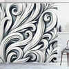 Ambesonne Black and White Shower Curtain, Modern Illustrated Eucalyptus Leaves Ornate Floral Huddle Romantic Vibes, Cloth Fabric Bathroom Decor Set with Hooks, 69″ W x 70″ L, Charcoal Grey(Grey Teal and Ivory)