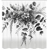 Ambesonne Black and White Shower Curtain, Modern Illustrated Eucalyptus Leaves Ornate Floral Huddle Romantic Vibes, Cloth Fabric Bathroom Decor Set with Hooks, 69″ W x 70″ L, Charcoal Grey(Charcoal Grey)