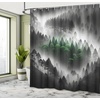 Ambesonne Black and White Shower Curtain, Modern Illustrated Eucalyptus Leaves Ornate Floral Huddle Romantic Vibes, Cloth Fabric Bathroom Decor Set with Hooks, 69″ W x 70″ L, Charcoal Grey(Fern Green Ivory and Grey)