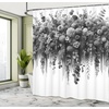 Ambesonne Black and White Shower Curtain, Modern Illustrated Eucalyptus Leaves Ornate Floral Huddle Romantic Vibes, Cloth Fabric Bathroom Decor Set with Hooks, 69″ W x 70″ L, Charcoal Grey(Pale Grey)