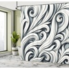 Ambesonne Black and White Shower Curtain, Modern Illustrated Eucalyptus Leaves Ornate Floral Huddle Romantic Vibes, Cloth Fabric Bathroom Decor Set with Hooks, 69″ W x 70″ L, Charcoal Grey(Grey Teal and Ivory)