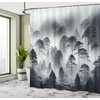Ambesonne Black and White Shower Curtain, Modern Illustrated Eucalyptus Leaves Ornate Floral Huddle Romantic Vibes, Cloth Fabric Bathroom Decor Set with Hooks, 69″ W x 70″ L, Charcoal Grey(Dark Grey and Coconut)
