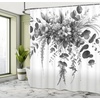 Ambesonne Black and White Shower Curtain, Modern Illustrated Eucalyptus Leaves Ornate Floral Huddle Romantic Vibes, Cloth Fabric Bathroom Decor Set with Hooks, 69″ W x 70″ L, Charcoal Grey(Charcoal Grey)
