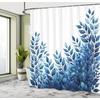 Ambesonne Blue Shower Curtain, Romantic Jumble Leaves with Cold Tone on Plain Backdrop Simple Winter Jungle, Cloth Fabric Bathroom Decor Set with Hooks, 69″ W x 84″ L, Dark Sky Blue White