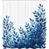 Ambesonne Blue Shower Curtain, Romantic Jumble Leaves with Cold Tone on Plain Backdrop Simple Winter Jungle, Cloth Fabric Bathroom Decor Set with Hooks, 69″ W x 70″ L, Dark Sky Blue White