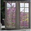 Ambesonne Country Shower Curtain, Romantic View Through The Window to Countryside of Purple Colored Flowers Spring Blooms Branches, Cloth Fabric Bathroom Decor Set with Hooks, 69″ W x 70″ L, Lavender