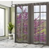 Ambesonne Country Shower Curtain, Romantic View Through The Window to Countryside of Purple Colored Flowers Spring Blooms Branches, Cloth Fabric Bathroom Decor Set with Hooks, 69″ W x 70″ L, Lavender