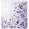 Ambesonne Floral Shower Curtain, Curved Flower Leaf Ornate Blooming Branches Romantic Love Print Art, Cloth Fabric Bathroom Decor Set with Hooks, 69″ W x 70″ L, Dark Lavender