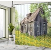Ambesonne Floral Shower Curtain, Illustration of Poppy Flowers Oil Painting on Canvas Romantic Design Print, Cloth Fabric Bathroom Decor Set with Hooks, 69″ W x 70″ L, Yellow Orange(Brown Green)