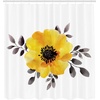Ambesonne Floral Shower Curtain, Illustration of Poppy Flowers Oil Painting on Canvas Romantic Design Print, Cloth Fabric Bathroom Decor Set with Hooks, 69″ W x 70″ L, Yellow Orange(Mustard Grey)
