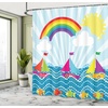 Ambesonne Floral Shower Curtain, Illustration of Poppy Flowers Oil Painting on Canvas Romantic Design Print, Cloth Fabric Bathroom Decor Set with Hooks, 69″ W x 70″ L, Yellow Orange(Yellow Aqua)