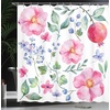 Ambesonne Floral Shower Curtain, Illustration of Poppy Flowers Oil Painting on Canvas Romantic Design Print, Cloth Fabric Bathroom Decor Set with Hooks, 69″ W x 70″ L, Yellow Orange(Magenta Green)
