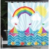 Ambesonne Floral Shower Curtain, Illustration of Poppy Flowers Oil Painting on Canvas Romantic Design Print, Cloth Fabric Bathroom Decor Set with Hooks, 69″ W x 70″ L, Yellow Orange(Yellow Aqua)
