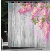 Ambesonne Floral Shower Curtain, Illustration of Poppy Flowers Oil Painting on Canvas Romantic Design Print, Cloth Fabric Bathroom Decor Set with Hooks, 69″ W x 70″ L, Yellow Orange(Grey Pink)