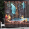 Ambesonne Floral Shower Curtain, Illustration of Poppy Flowers Oil Painting on Canvas Romantic Design Print, Cloth Fabric Bathroom Decor Set with Hooks, 69″ W x 70″ L, Yellow Orange(Brown Blue)