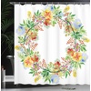 Ambesonne Floral Shower Curtain, Illustration of Poppy Flowers Oil Painting on Canvas Romantic Design Print, Cloth Fabric Bathroom Decor Set with Hooks, 69″ W x 70″ L, Yellow Orange(Coral Green)