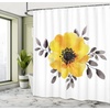 Ambesonne Floral Shower Curtain, Illustration of Poppy Flowers Oil Painting on Canvas Romantic Design Print, Cloth Fabric Bathroom Decor Set with Hooks, 69″ W x 70″ L, Yellow Orange(Mustard Grey)
