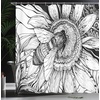 Ambesonne Floral Shower Curtain, Illustration of Poppy Flowers Oil Painting on Canvas Romantic Design Print, Cloth Fabric Bathroom Decor Set with Hooks, 69″ W x 70″ L, Yellow Orange(Black White)