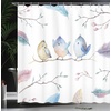 Ambesonne Floral Shower Curtain, Illustration of Poppy Flowers Oil Painting on Canvas Romantic Design Print, Cloth Fabric Bathroom Decor Set with Hooks, 69″ W x 70″ L, Yellow Orange(Blue White)