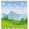 Ambesonne Floral Shower Curtain, Illustration of Poppy Flowers Oil Painting on Canvas Romantic Design Print, Cloth Fabric Bathroom Decor Set with Hooks, 69″ W x 70″ L, Yellow Orange(Green and Pale Blue)