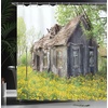 Ambesonne Floral Shower Curtain, Illustration of Poppy Flowers Oil Painting on Canvas Romantic Design Print, Cloth Fabric Bathroom Decor Set with Hooks, 69″ W x 70″ L, Yellow Orange(Brown Green)