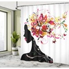 Ambesonne Floral Shower Curtain, Illustration of Poppy Flowers Oil Painting on Canvas Romantic Design Print, Cloth Fabric Bathroom Decor Set with Hooks, 69″ W x 70″ L, Yellow Orange(Pink Black)