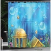 Ambesonne Floral Shower Curtain, Illustration of Poppy Flowers Oil Painting on Canvas Romantic Design Print, Cloth Fabric Bathroom Decor Set with Hooks, 69″ W x 70″ L, Yellow Orange(Aqua Yellow)