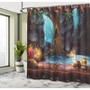 Ambesonne Floral Shower Curtain, Illustration of Poppy Flowers Oil Painting on Canvas Romantic Design Print, Cloth Fabric Bathroom Decor Set with Hooks, 69″ W x 70″ L, Yellow Orange(Brown Blue)