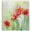 Ambesonne Floral Shower Curtain, Illustration of Poppy Flowers Oil Painting on Canvas Romantic Design Print, Cloth Fabric Bathroom Decor Set with Hooks, 69″ W x 70″ L, Yellow Orange(Yellow Orange)