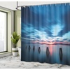 Ambesonne Floral Shower Curtain, Illustration of Poppy Flowers Oil Painting on Canvas Romantic Design Print, Cloth Fabric Bathroom Decor Set with Hooks, 69″ W x 70″ L, Yellow Orange(Blue Coral)