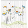 Ambesonne Floral Shower Curtain, Illustration of Poppy Flowers Oil Painting on Canvas Romantic Design Print, Cloth Fabric Bathroom Decor Set with Hooks, 69″ W x 70″ L, Yellow Orange(Yellow Blue)