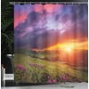 Ambesonne Floral Shower Curtain, Illustration of Poppy Flowers Oil Painting on Canvas Romantic Design Print, Cloth Fabric Bathroom Decor Set with Hooks, 69″ W x 70″ L, Yellow Orange(Multi Color)