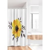 Ambesonne Floral Shower Curtain, Illustration of Poppy Flowers Oil Painting on Canvas Romantic Design Print, Cloth Fabric Bathroom Decor Set with Hooks, 69″ W x 70″ L, Yellow Orange(Yellow Grey)