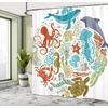 Ambesonne Floral Shower Curtain, Illustration of Poppy Flowers Oil Painting on Canvas Romantic Design Print, Cloth Fabric Bathroom Decor Set with Hooks, 69″ W x 70″ L, Yellow Orange(Ruby Blue)