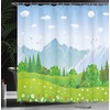 Ambesonne Floral Shower Curtain, Illustration of Poppy Flowers Oil Painting on Canvas Romantic Design Print, Cloth Fabric Bathroom Decor Set with Hooks, 69″ W x 70″ L, Yellow Orange(Green and Pale Blue)