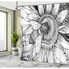 Ambesonne Floral Shower Curtain, Illustration of Poppy Flowers Oil Painting on Canvas Romantic Design Print, Cloth Fabric Bathroom Decor Set with Hooks, 69″ W x 70″ L, Yellow Orange(Black White)