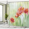 Ambesonne Floral Shower Curtain, Illustration of Poppy Flowers Oil Painting on Canvas Romantic Design Print, Cloth Fabric Bathroom Decor Set with Hooks, 69″ W x 70″ L, Yellow Orange(Yellow Orange)