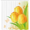 Ambesonne Floral Shower Curtain, Illustration of Poppy Flowers Oil Painting on Canvas Romantic Design Print, Cloth Fabric Bathroom Decor Set with Hooks, 69″ W x 70″ L, Yellow Orange(Lime Green)
